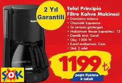 TEFAL PRİNCİPİO FİLTRE KAHVE MAKİNESİ
